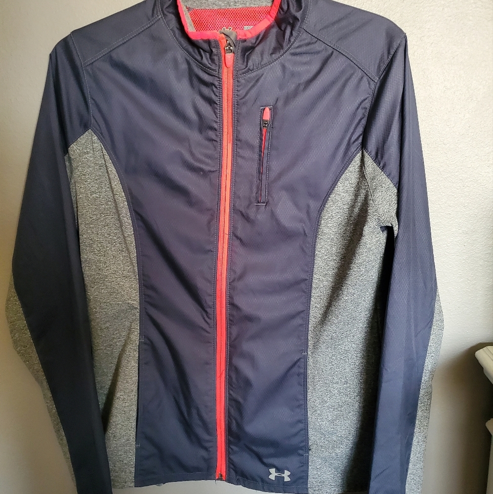 Womens Under Armour Light Jacket - Gray/Hot Pink - Medium